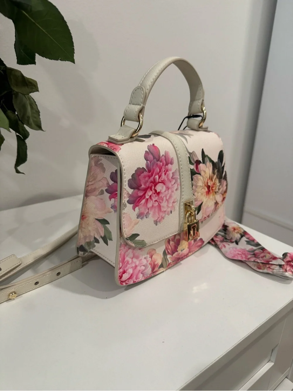 New w/Tags Ted Baker Floral Top-Handle Satchel in Blush and Pink